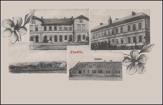 Nádraží, škola, celkový pohled, hostinec Slunce - Archiv fotohistorie.cz